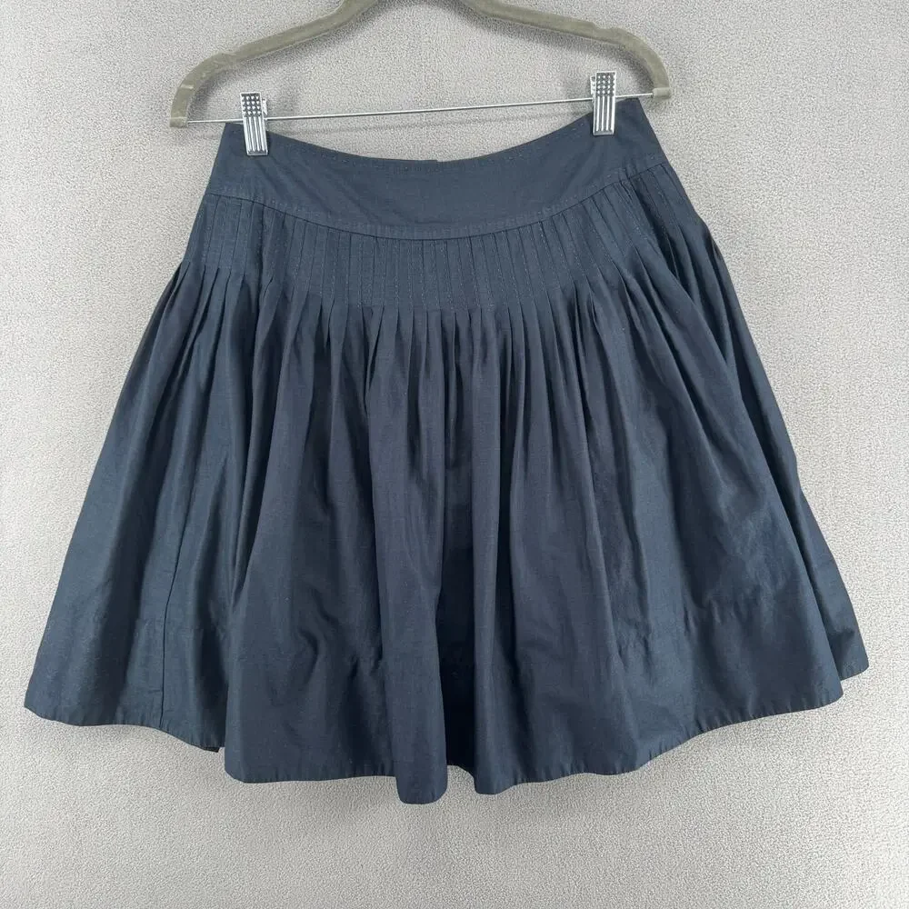 Leifsdottir Pleated Preppy School Girl Skirt Womens 4 Blue‎ Lined Front Zipper